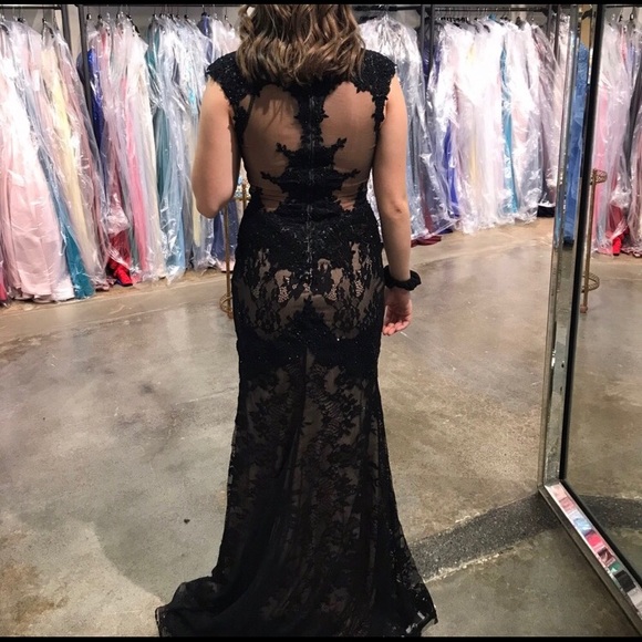 Allie Blu Black Lace Prom Dress - Picture 2 of 3